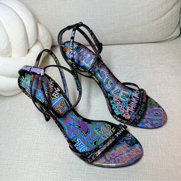 Balenciaga 110mm Graffiti Print
Leather Sandals Size 8 - Picture 3 of 5